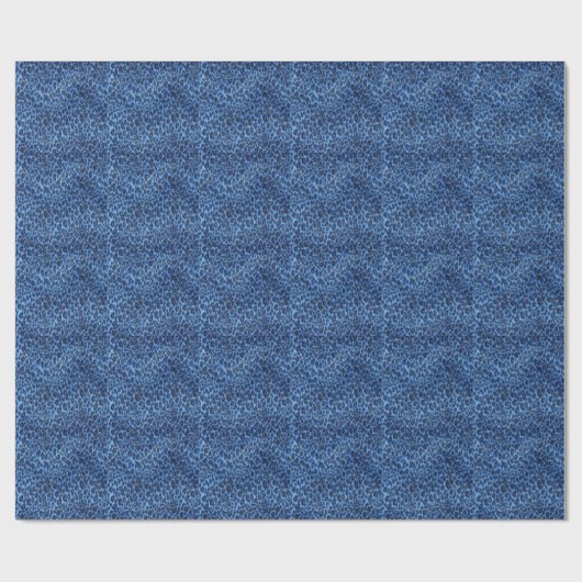 Blauw leopardpatroonpapier cadeaupapier (Vlak)