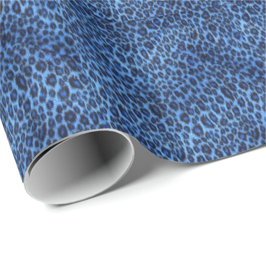Blauw leopardpatroonpapier cadeaupapier (Rol Hoek)