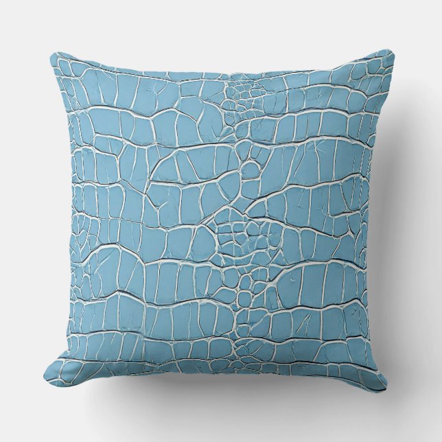 Blauw leren patroon kussen (Voorkant)