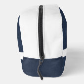 Blauw Leren Textuur Wit Monogram Naam Dopp Kit Toilettasje (Rechts)
