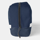 Blauw Leren Textuur Wit Monogram Naam Dopp Kit Toilettasje (Rechts)