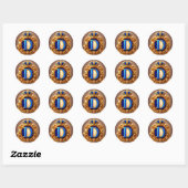 👑 Blauw Letter D Kroon Monogram Ronde Sticker (Vel)