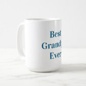 Blauw lettertype beste opa ooit koffiemok (Voorkant links)