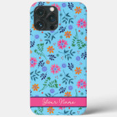 Blauw Leuk Bloemen Lentepatroon Naam Case-Mate iPhone Case (Achterkant)