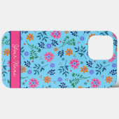 Blauw Leuk Bloemen Lentepatroon Naam Case-Mate iPhone Case (Achterkant (horizontaal))