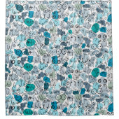 blauw leuk borstontwerp douchegordijn (Voorkant)