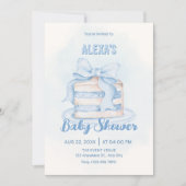 Blauw leuk cake babyshower kaart (Voorkant)