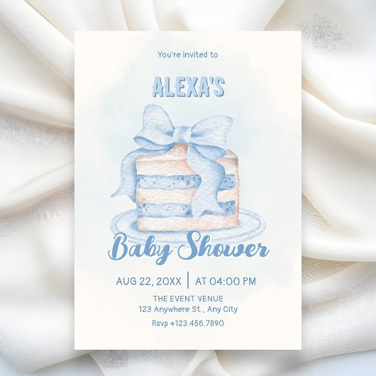 Blauw leuk cake babyshower kaart