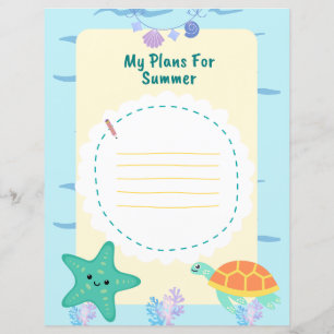 Blauw Leuk Kinder Zomer Vakantie Plan Werkblad