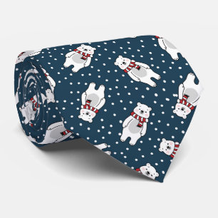 Blauw leuke sneeuw ijsbeer patroon stropdas