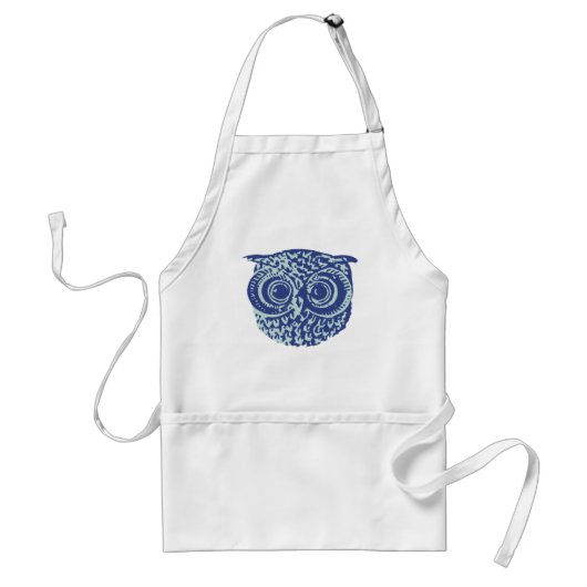 Blauw leuke uil afbeelding standaard schort (Voorkant)