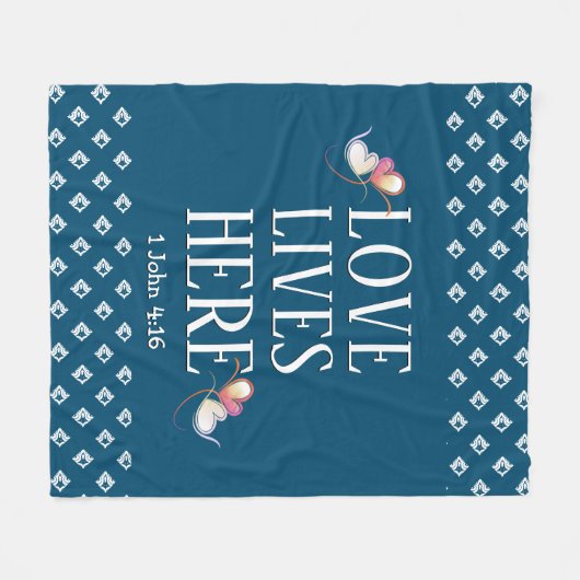 Blauw | LEVENDE LEVENS HIER | Stijlvol  Fleece Deken (Voorkant (Horizontaal))