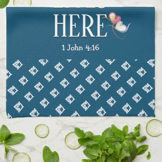 Blauw | LEVENDE LEVENS HIER | Stijlvol  Theedoek (Gevouwen)