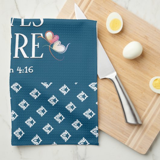 Blauw | LEVENDE LEVENS HIER | Stijlvol  Theedoek (Quarter Fold)