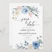 Blauw licht bleekroze knollen maken de datum op kaart (Voorkant / Achterkant)