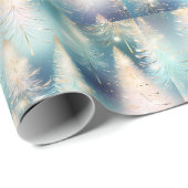 Blauw Licht Bomen Modern Kerstfeest Cadeaupapier (Rol Hoek)