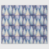Blauw Licht Bomen Modern Kerstfeest Cadeaupapier (Vlak)