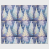 Blauw Licht Bomen Modern Kerstfeest Cadeaupapier (Vlak)