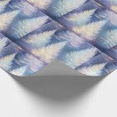 Blauw licht bomen moderne kerst cadeaupapier (Hoek)