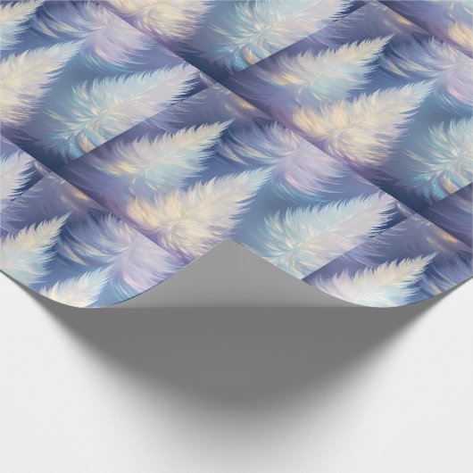 Blauw licht bomen moderne kerst cadeaupapier (Hoek)