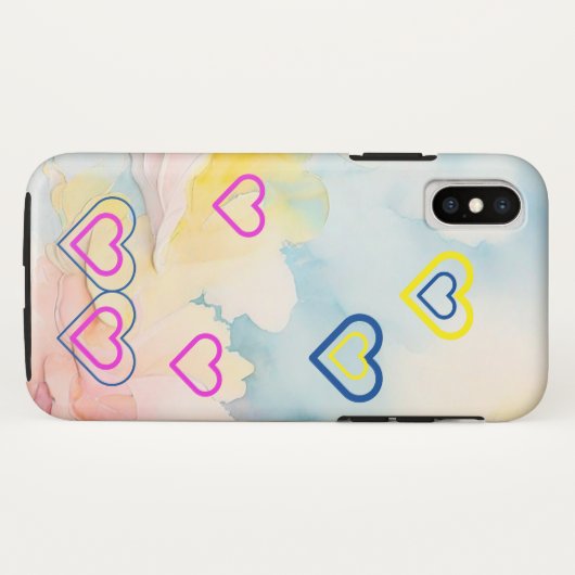 Blauw licht en harten iPhone / iPad hoesje (Achterkant (horizontaal))