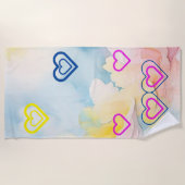 Blauw licht en harten strandlaken (Voorkant)