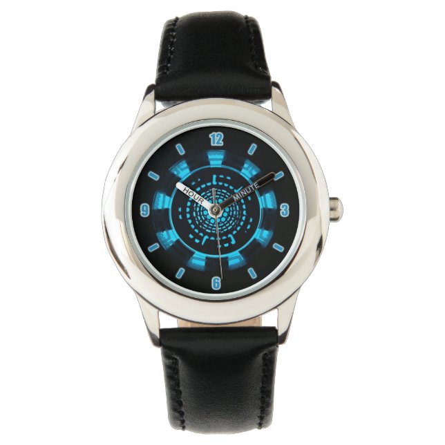 Blauw licht gloeiend boogreactorontwerp horloge (Voorkant)