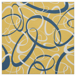 Blauw licht grijs Tangled Loops patroon op geel Stof