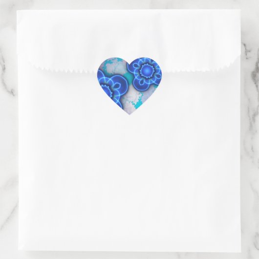Blauw licht hart sticker (Tas)