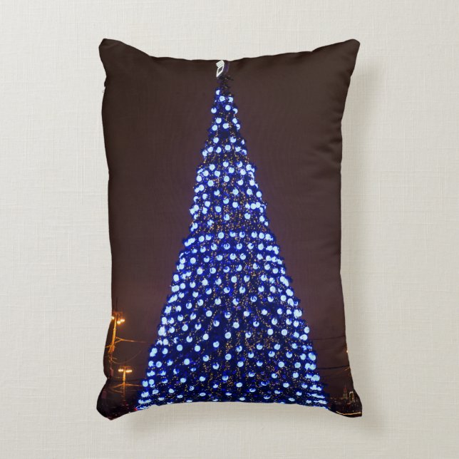 Blauw licht kerstboom accent kussen (Voorkant(Verticaal))