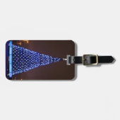 Blauw licht kerstboom bagagelabel (Voorkant horizontaal)