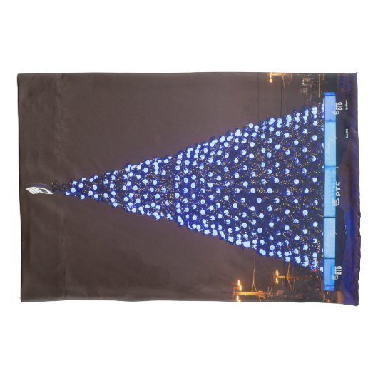 Blauw licht kerstboom kussensloop (Voorkant)