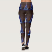 Blauw licht kerstboom leggings (Achterkant)