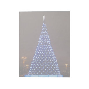 Blauw licht kerstboom notitieblok