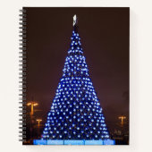 Blauw licht kerstboom notitieboek (Voorkant)