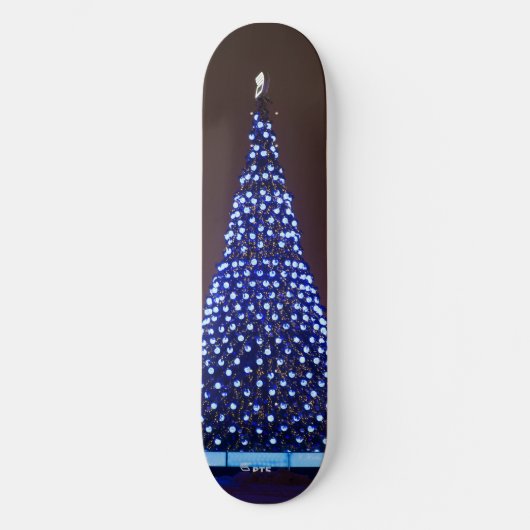 Blauw licht kerstboom persoonlijk skateboard (Voorkant)