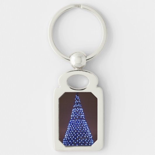 Blauw licht kerstboom sleutelhanger (Voorkant)