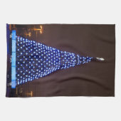 Blauw licht kerstboom theedoek (Horizontaal)