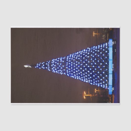 Blauw licht kerstboom tissuepapier (Voorkant)