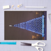 Blauw licht kerstboom tissuepapier (Craft)