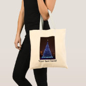 Blauw licht kerstboom tote bag (Voorkant (product))