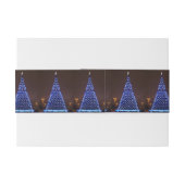 Blauw licht kerstboom uitnodigingen wikkel (Achterkant Voorbeeld)