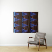 Blauw licht kerstboom wandkleed (In Situ (horizontaal))
