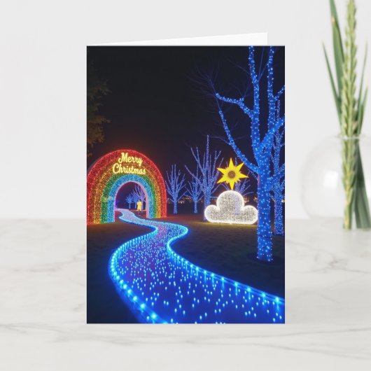 Blauw Licht Pad Kerstkaart Kaart (Voorkant)