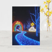 Blauw Licht Pad Kerstkaart Kaart (Gele Bloem)