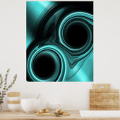 Blauw licht Poster met zwarte gaten (Keuken)