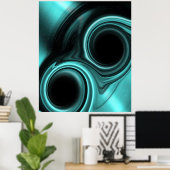 Blauw licht Poster met zwarte gaten (Thuiskantoor)
