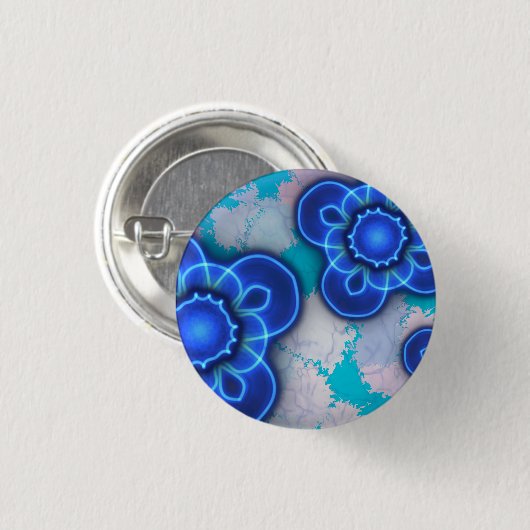 Blauw licht ronde button 3,2 cm (Voorkant /achterkant)