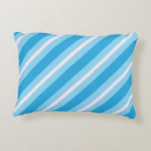 Blauw Licht roze diagonale strepen Accent Kussen (Achterkant)