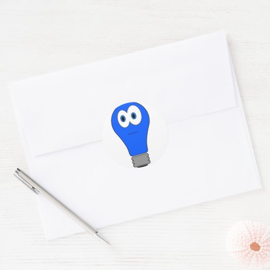 Blauw licht speciaal ronde sticker (Envelop)